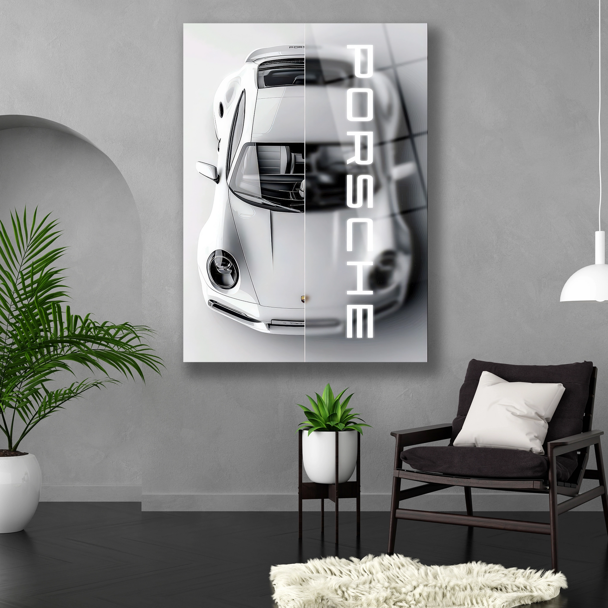 porsche 911 tepeden çekim cam baskı