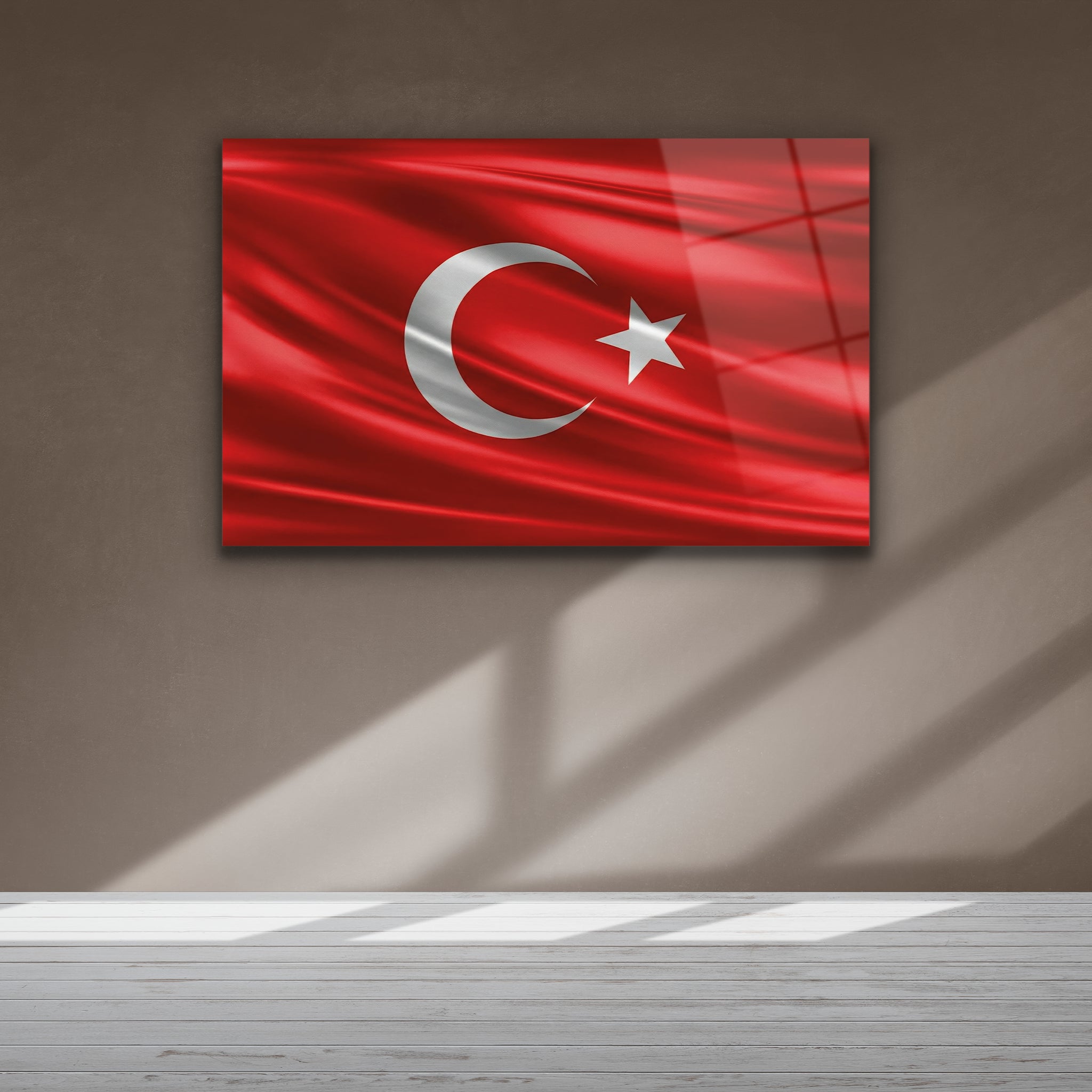 dalgalanan türk bayrağı temperli cam tablo dekorica