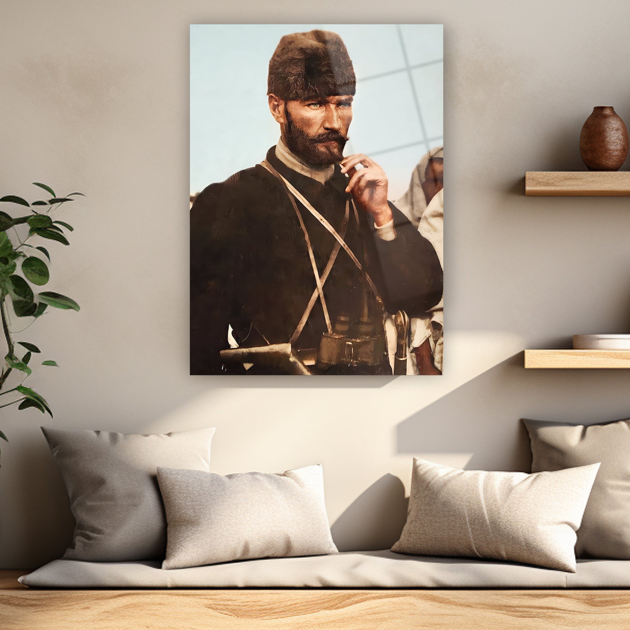 renklendirilmiş genç atatürk lüks temperli cam sanatı dekorica