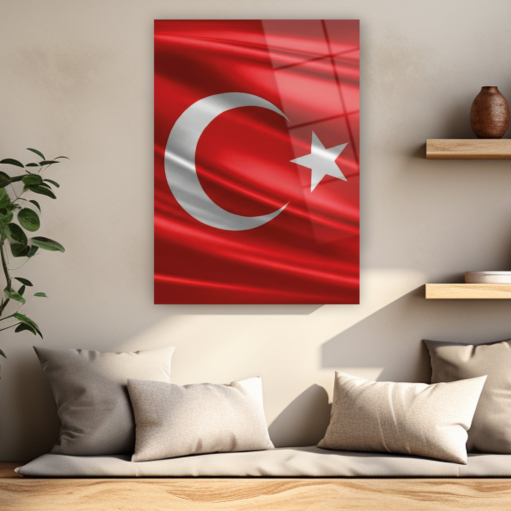 lüks temperli cam türk bayrağı tasarımı dekorica denizli