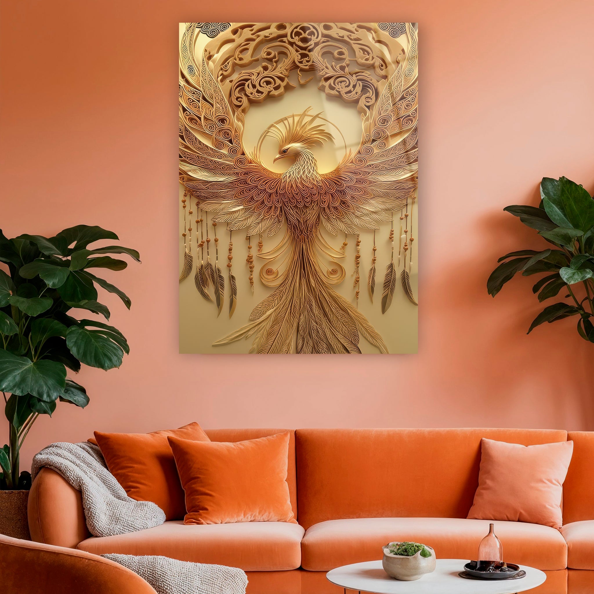 3 boyutlu oyma efektli mistik kuş posteri