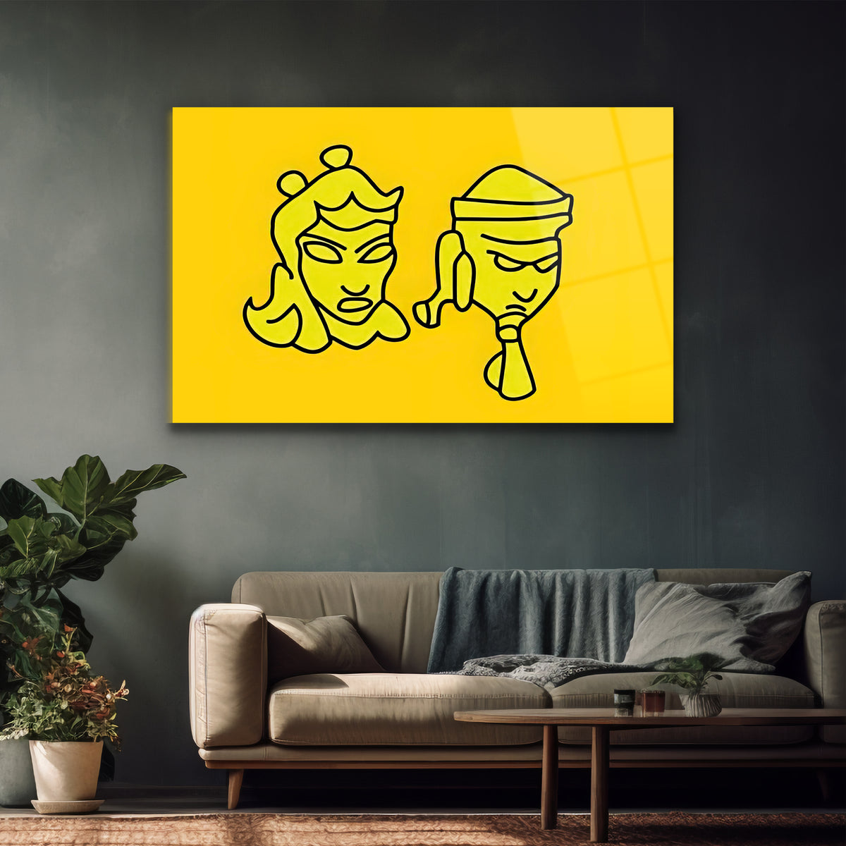 Minimal Uygur Devleti bayrağı cam tablo tasarımı