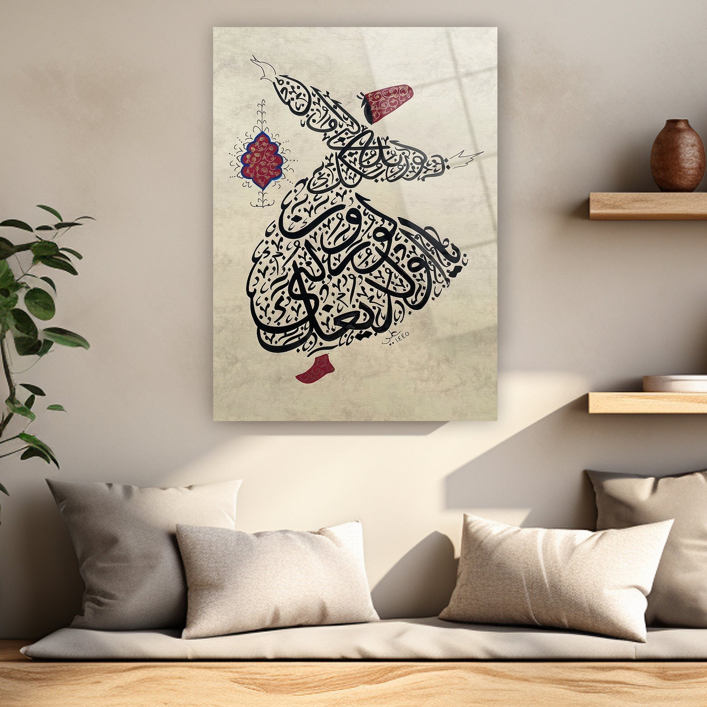 mevlevi temalı modern islami cam baskı tablo