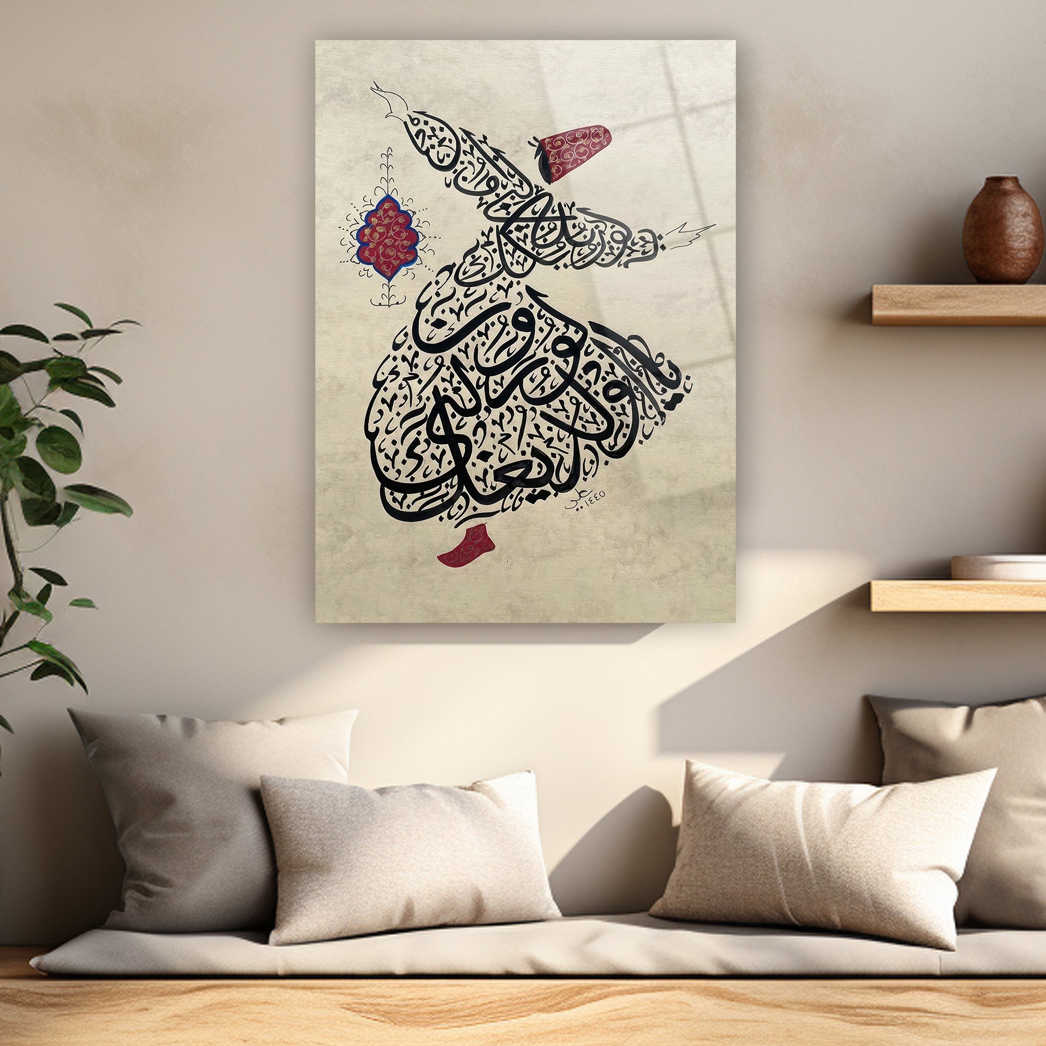 mevlevi temalı modern islami cam baskı tablo