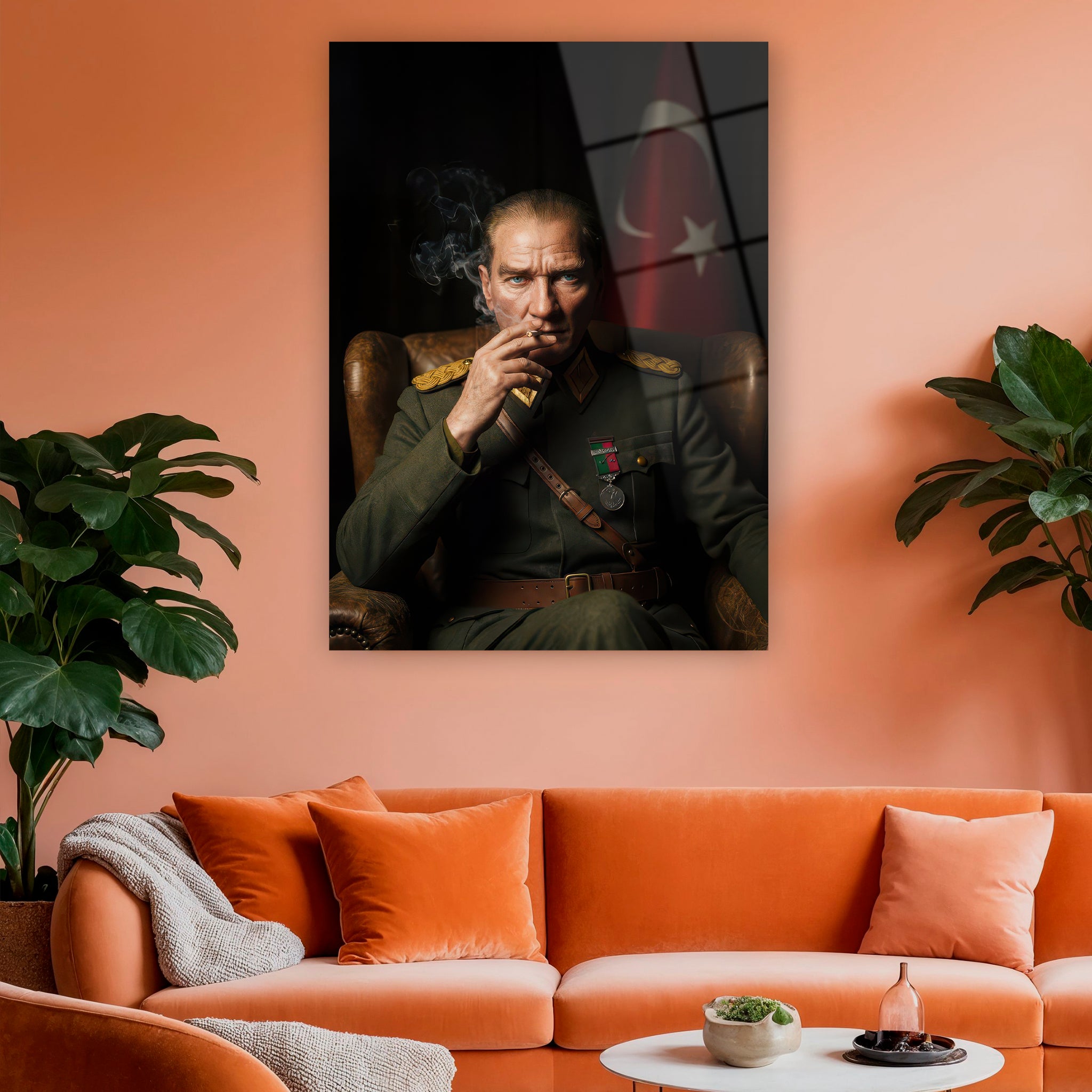 sigara içen atatürk hiper gerçekçi duvar dekoru
