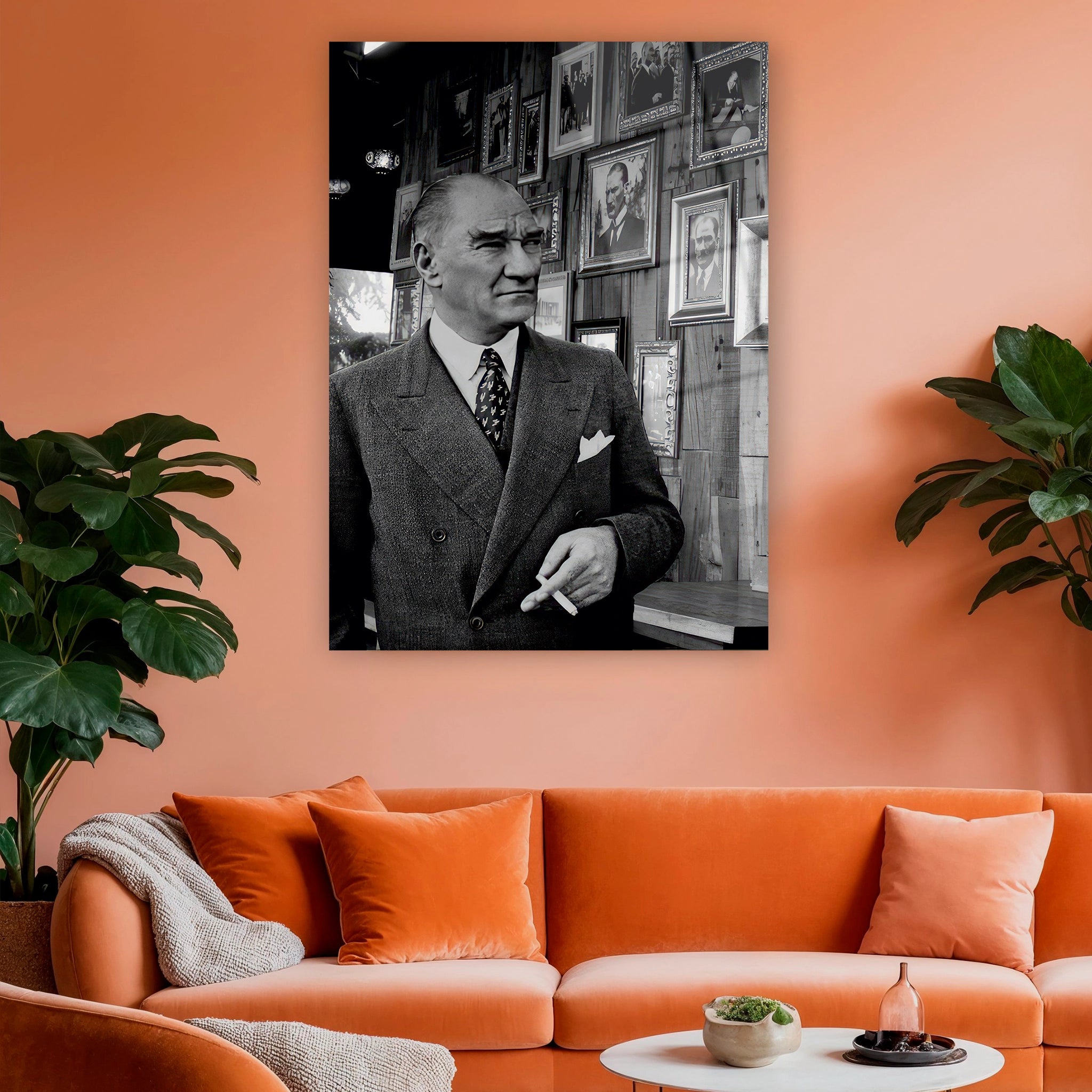 makam odası için lüks atatürk temperli cam sanatı dekorica