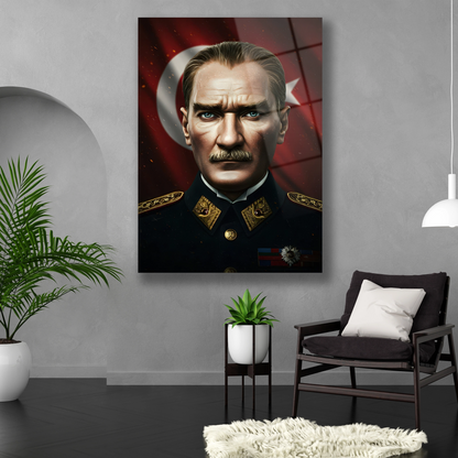 Dikey formda yüksek çözünürlüklü Başkomutan cam baskı