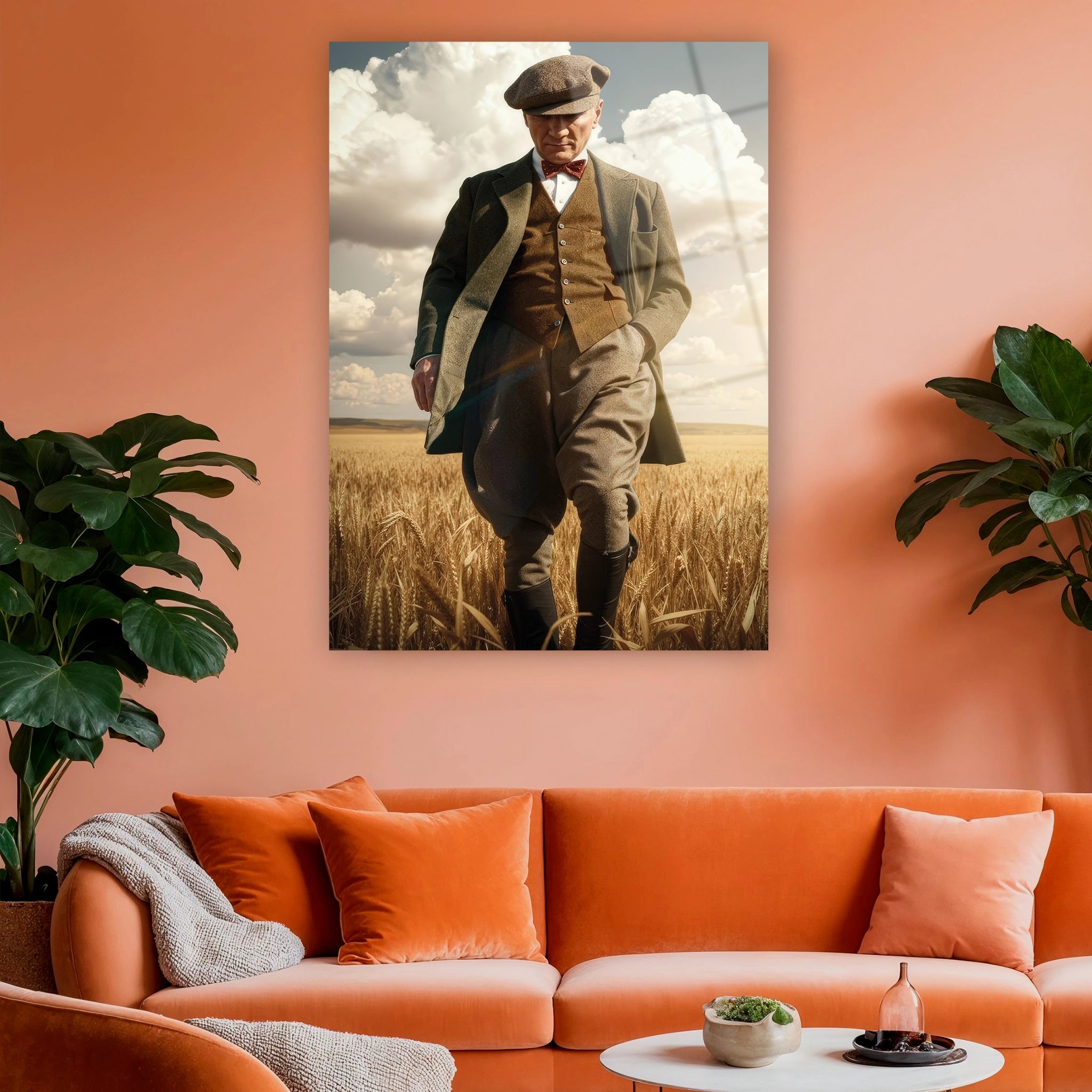 sinematik gökyüzü kasketli atatürk temperli cam sanatı dekorica