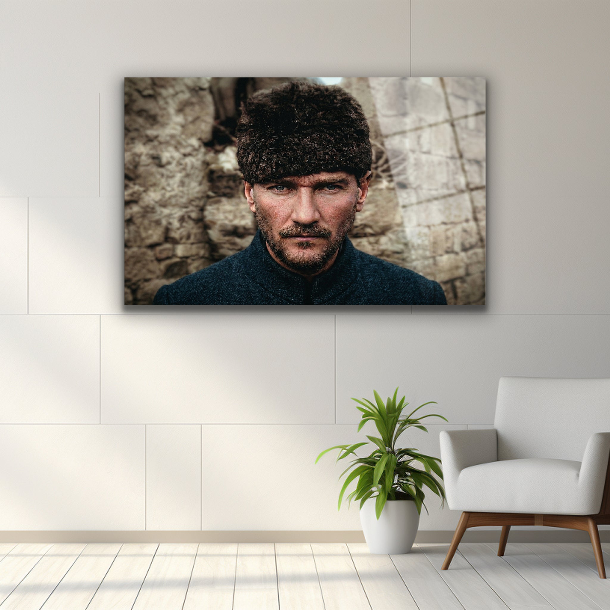 yakın çekim sinematik mustafa kemal koyu tonlu duvar dekoru