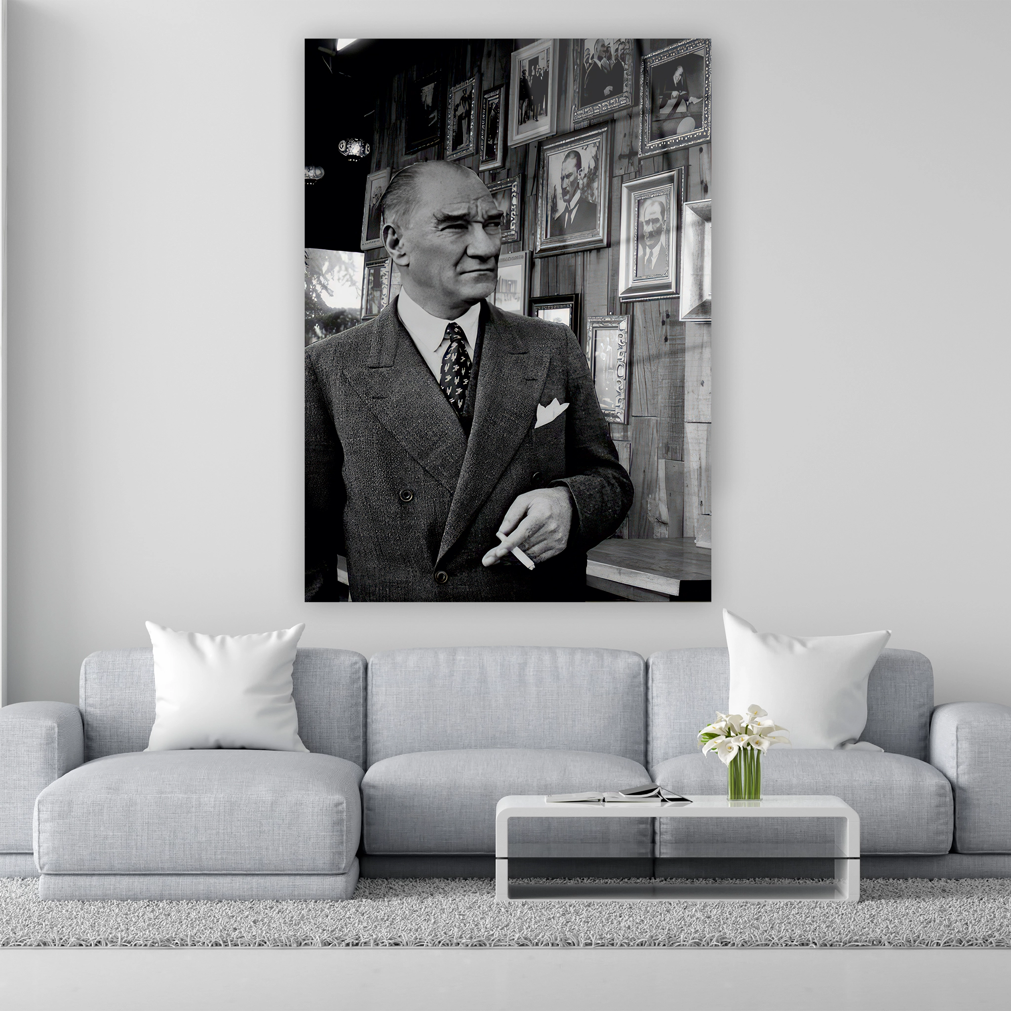 mustafa kemal şık takım elbiseli karizmatik lider duvar dekoru