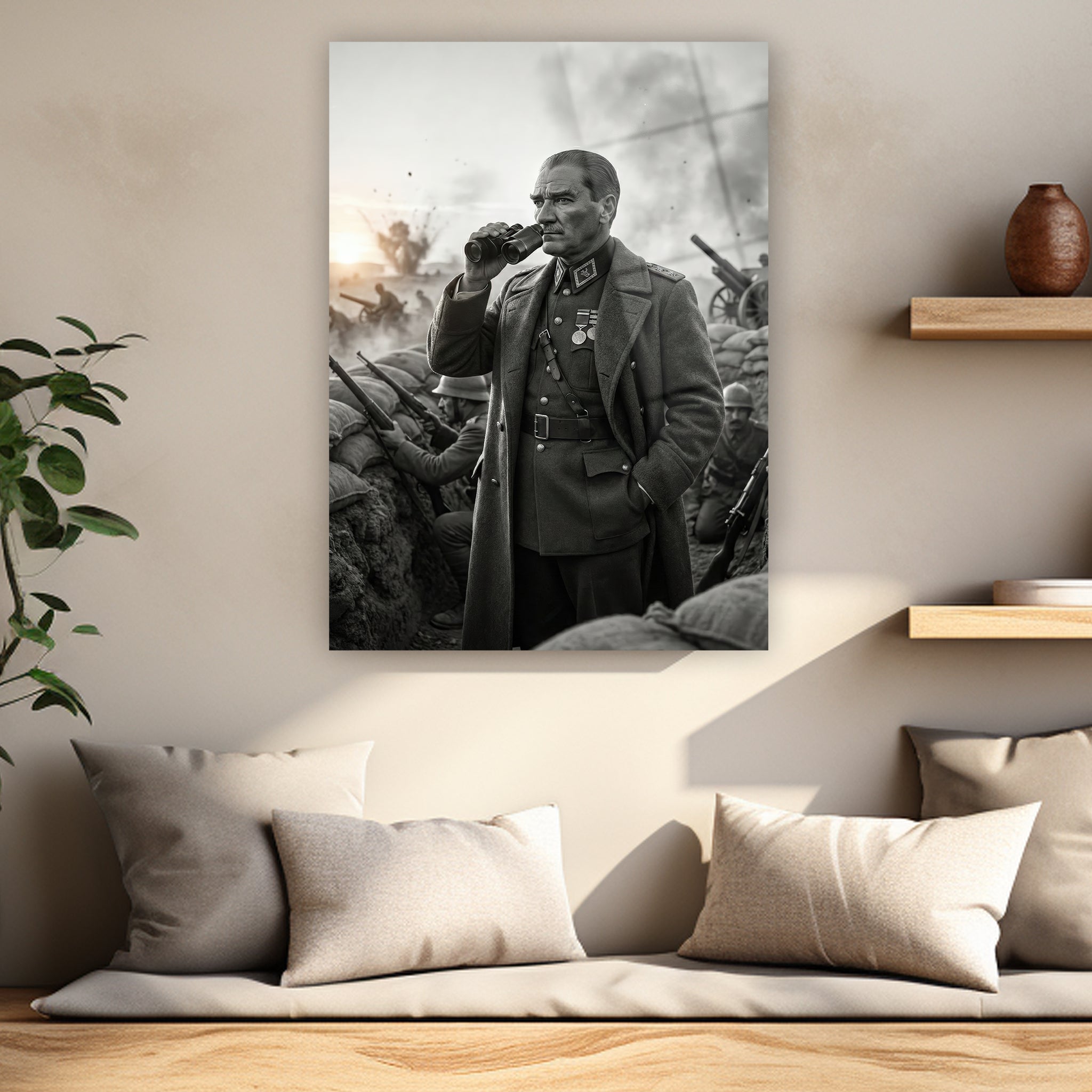 makam odası için dürbünlü atatürk komutan posteri dekorica