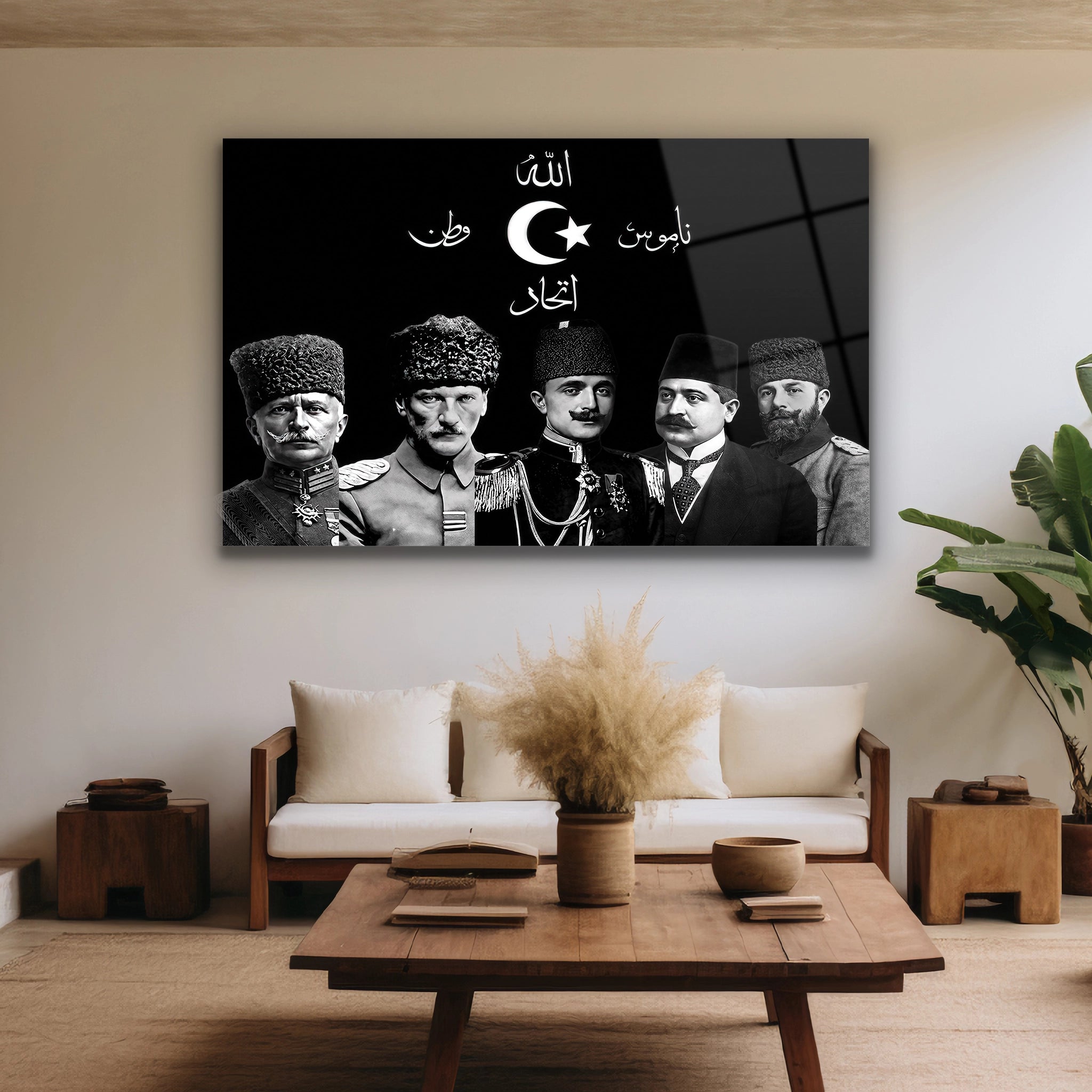 enver paşa ve mustafa kemal lüks temperli cam sanatı dekorica