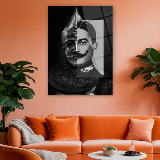 türk hakanı timur miğferli duvar sanatı cam baskı