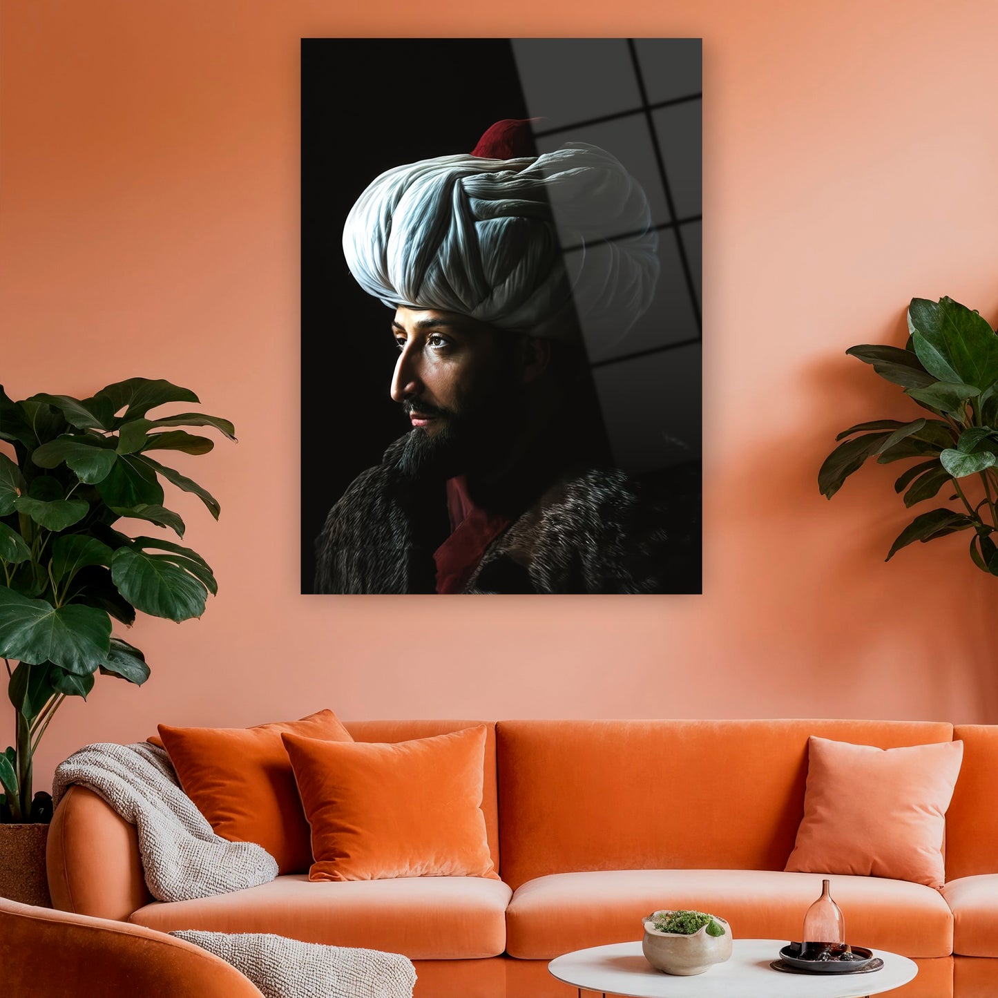 kavuklu ve kürklü tarihi hanedan lideri duvar dekoru