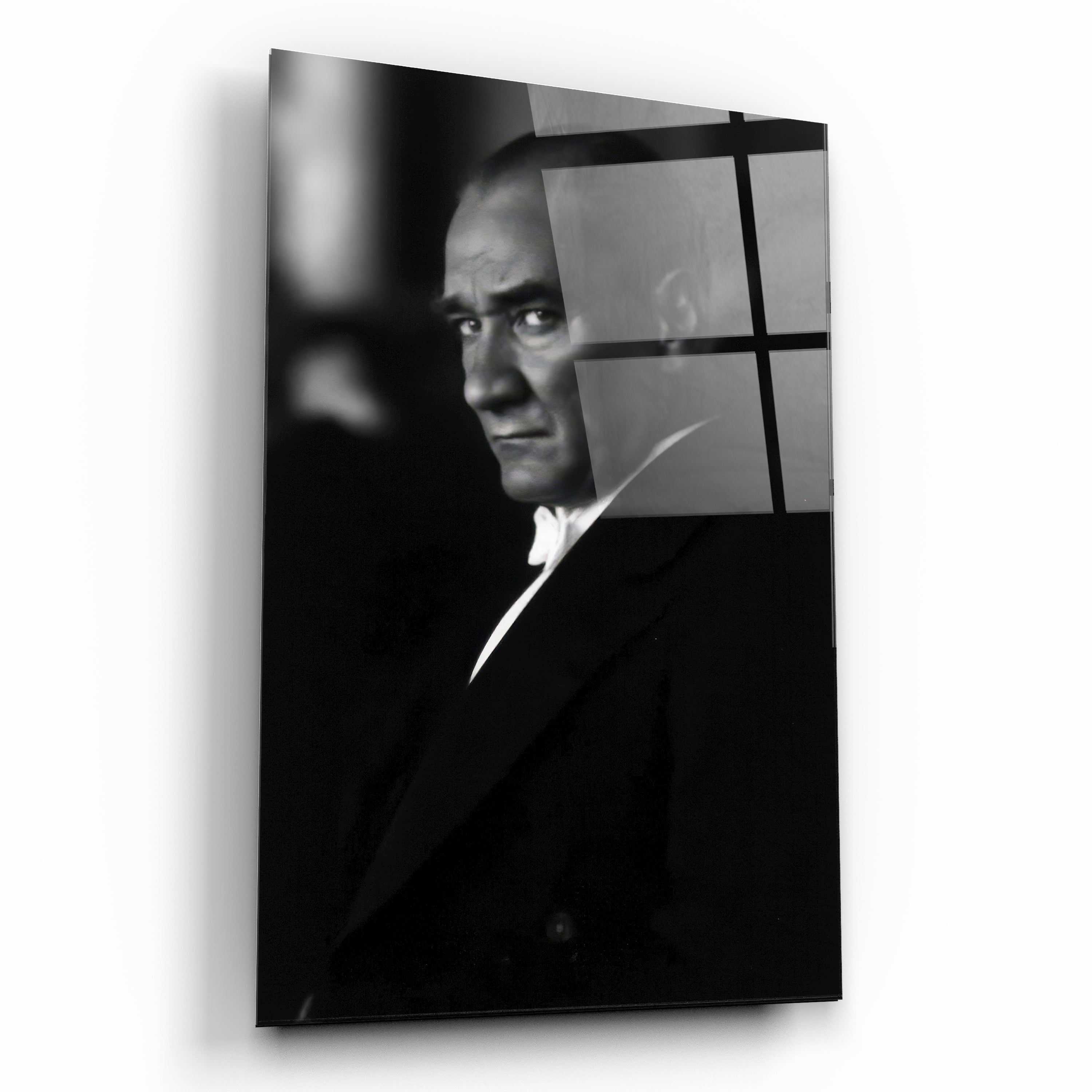 siyah beyaz atatürk portresi atatürk cam tablo