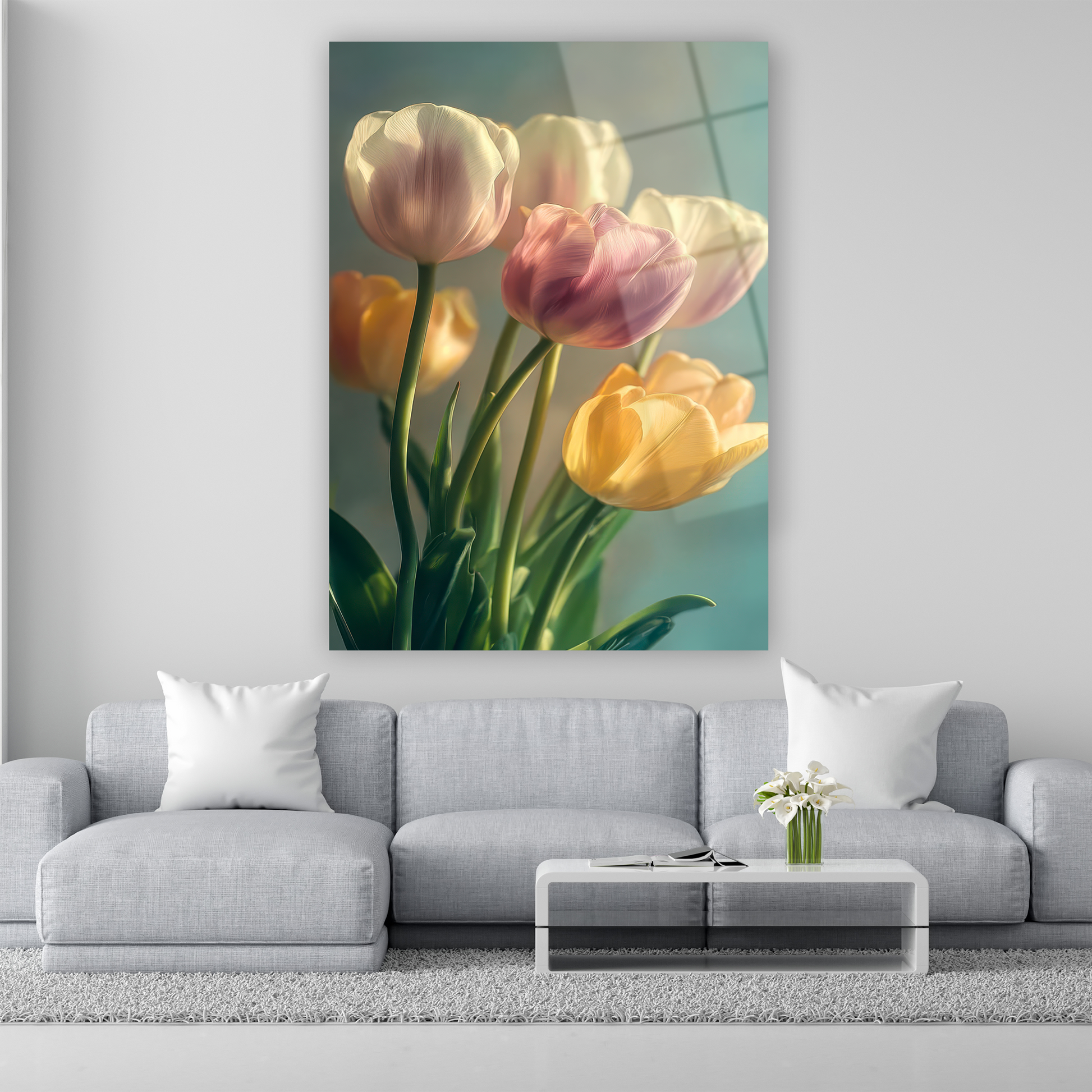 soft pastel tulips floral art print