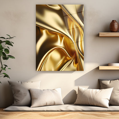 3 boyutlu dalgalı altın kumaş posteri