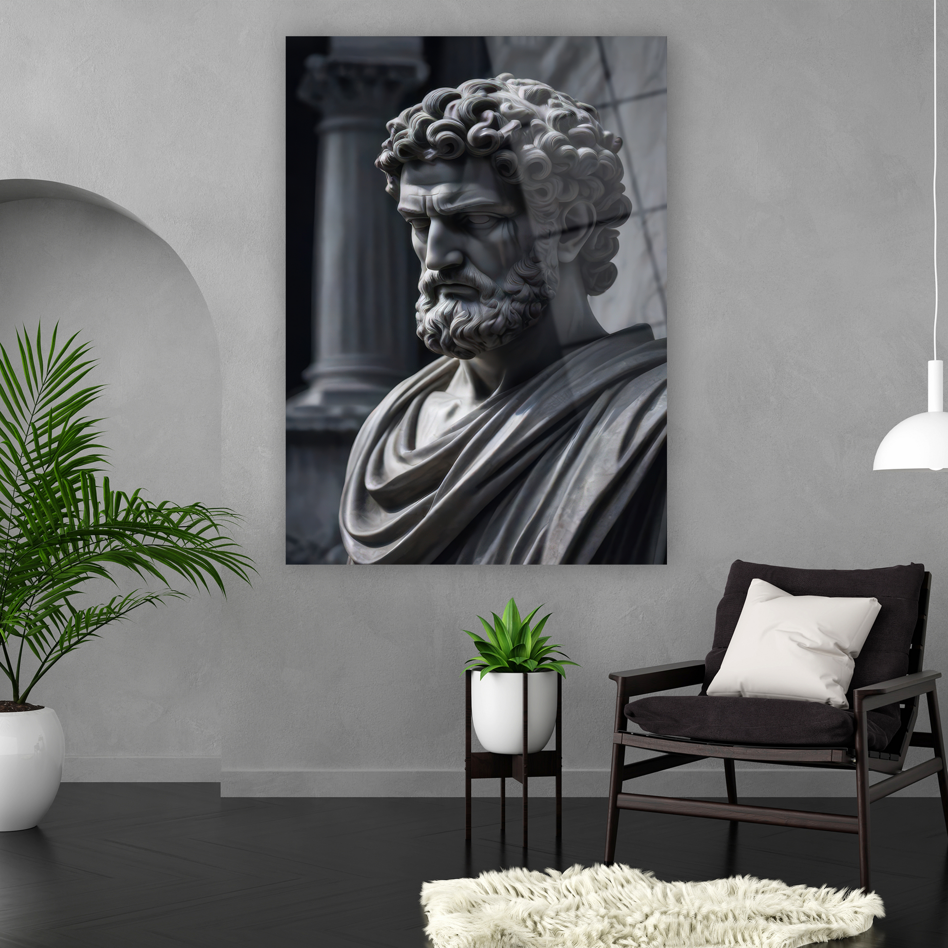 sakallı mermer heykel ofis tablosu