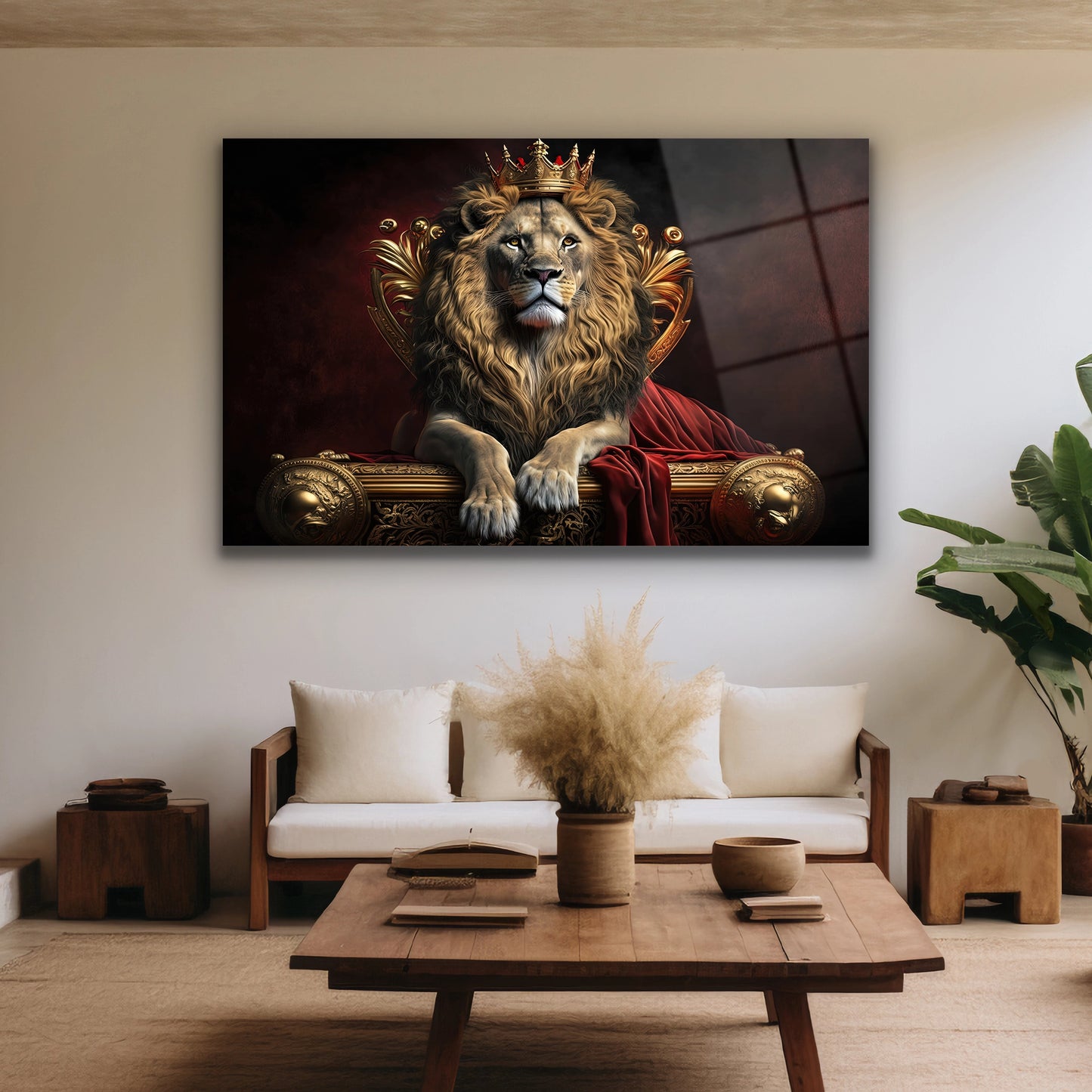 Makam odası için aslanlı lüks duvar dekoru