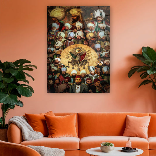 altın renkli imparatorluk arması tarihi portreler duvar dekoru