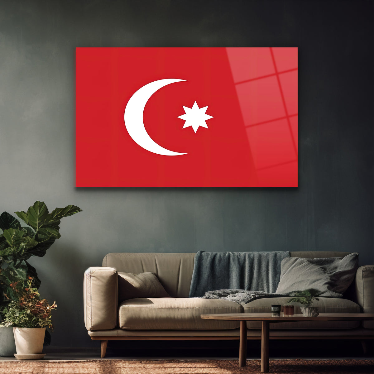 Dekoratif Osmanlı İmparatorluğu bayrağı duvar dekoru