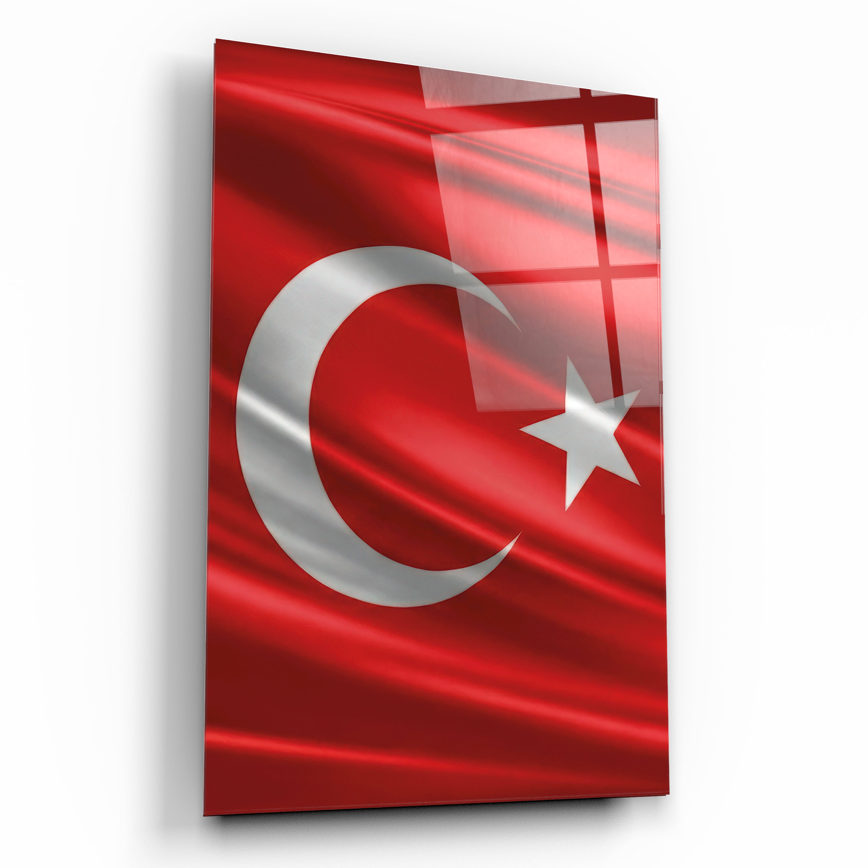 türk bayrağı cam tablo dalgalanan ay yıldızlı al sancak