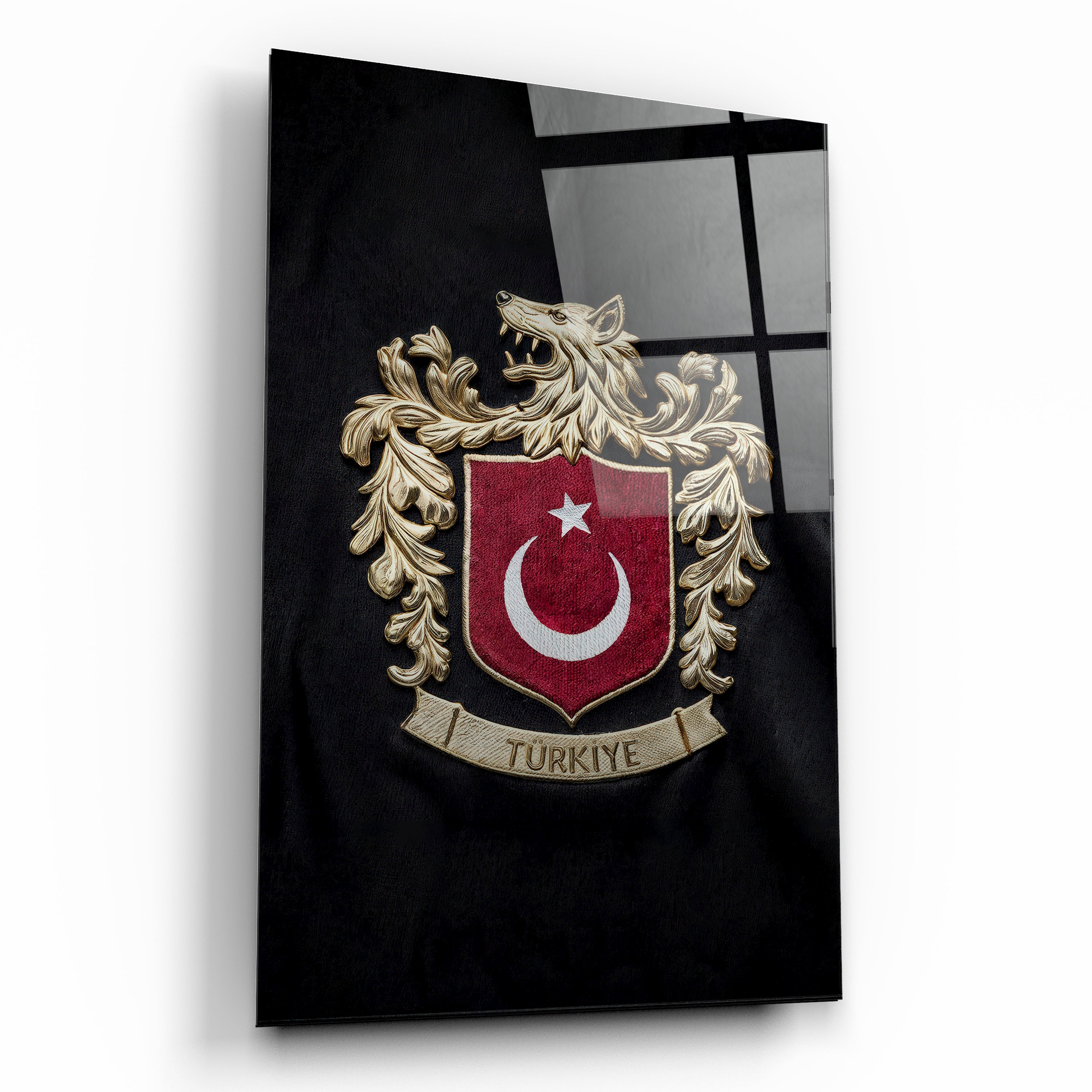 türk arması ve türkiye yazılı cam tablo