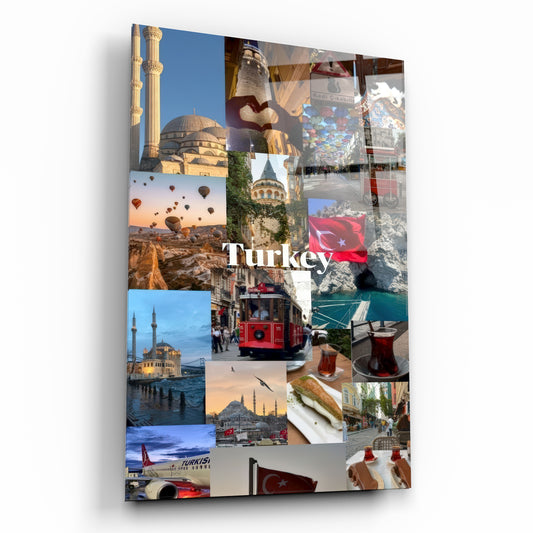 türkiye gezilecek yerler kolajlı cam tablo