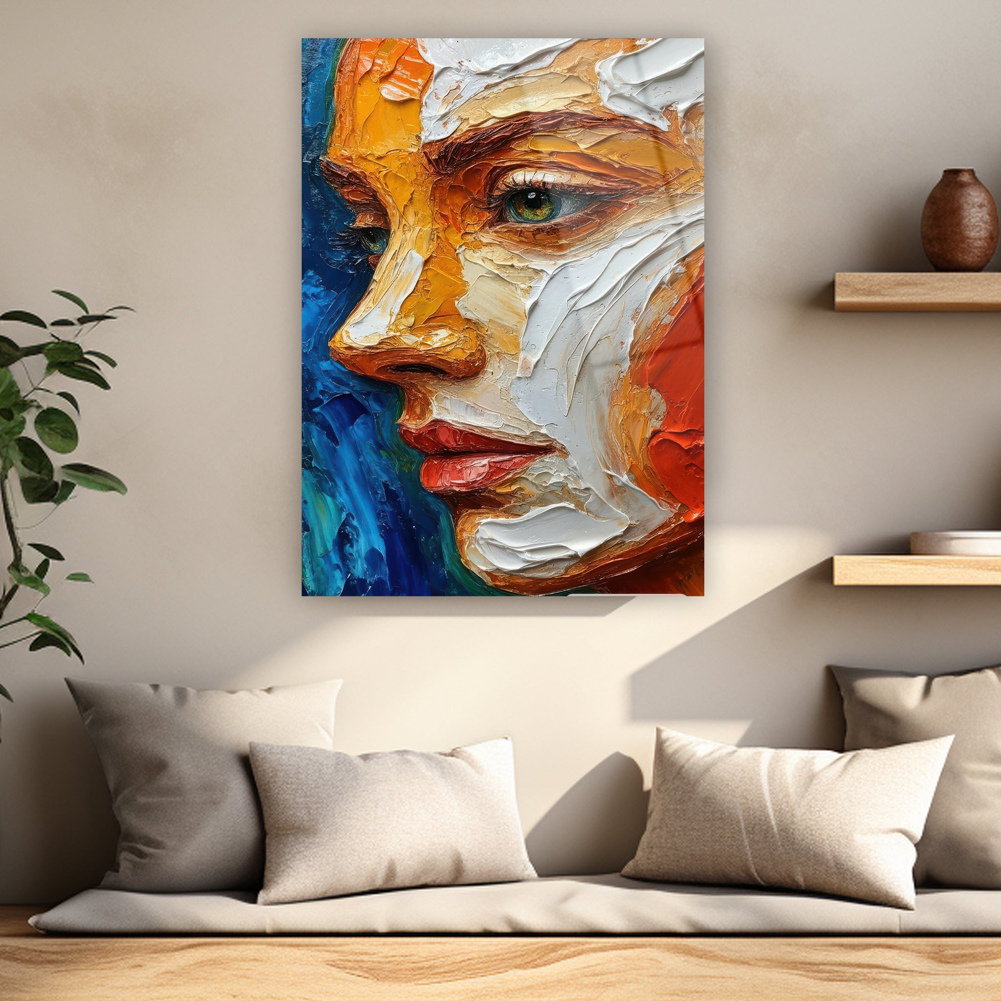 soyut sanat ve dokulu yüz duvar dekoru