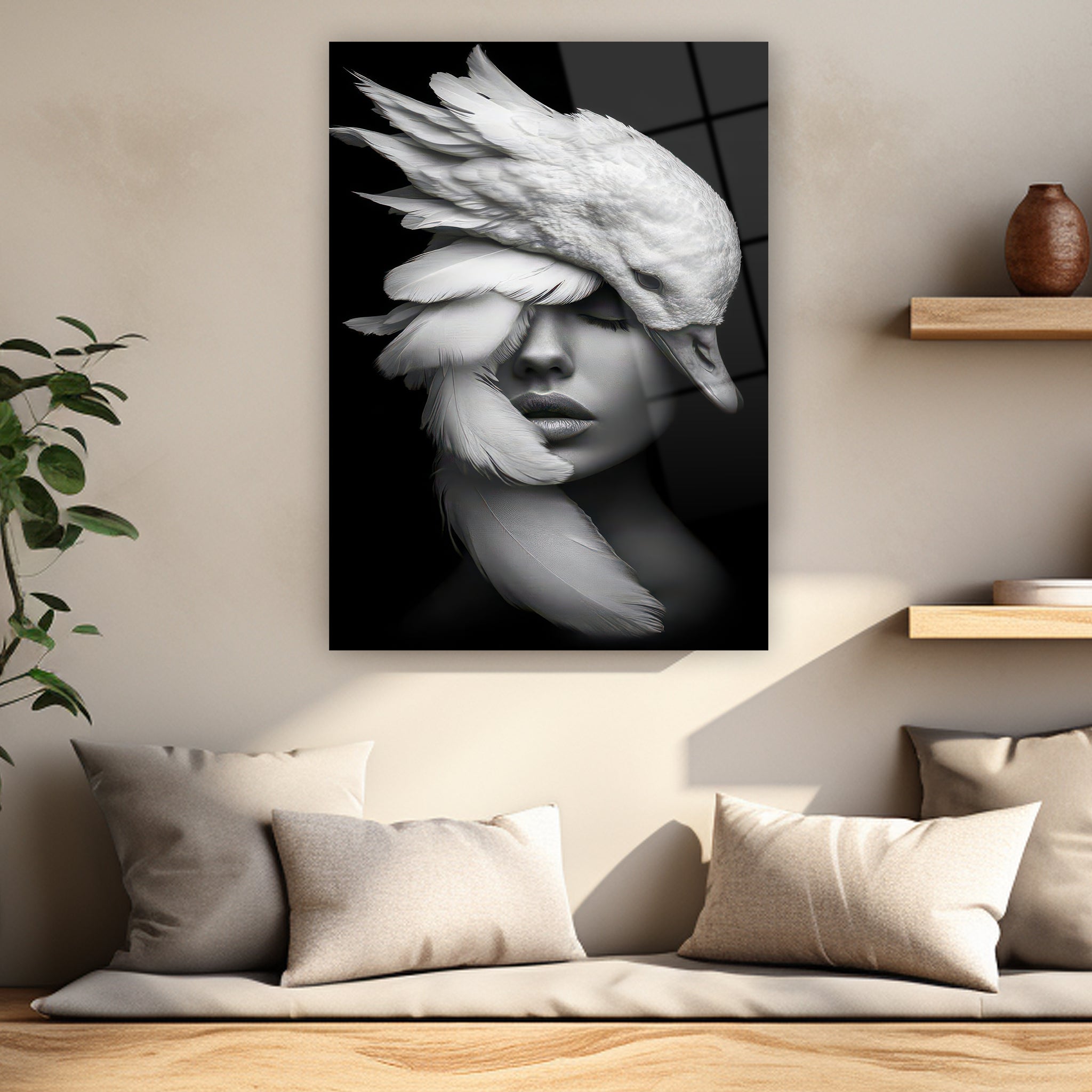 zarif ve gizemli modern sanat salon tablosu