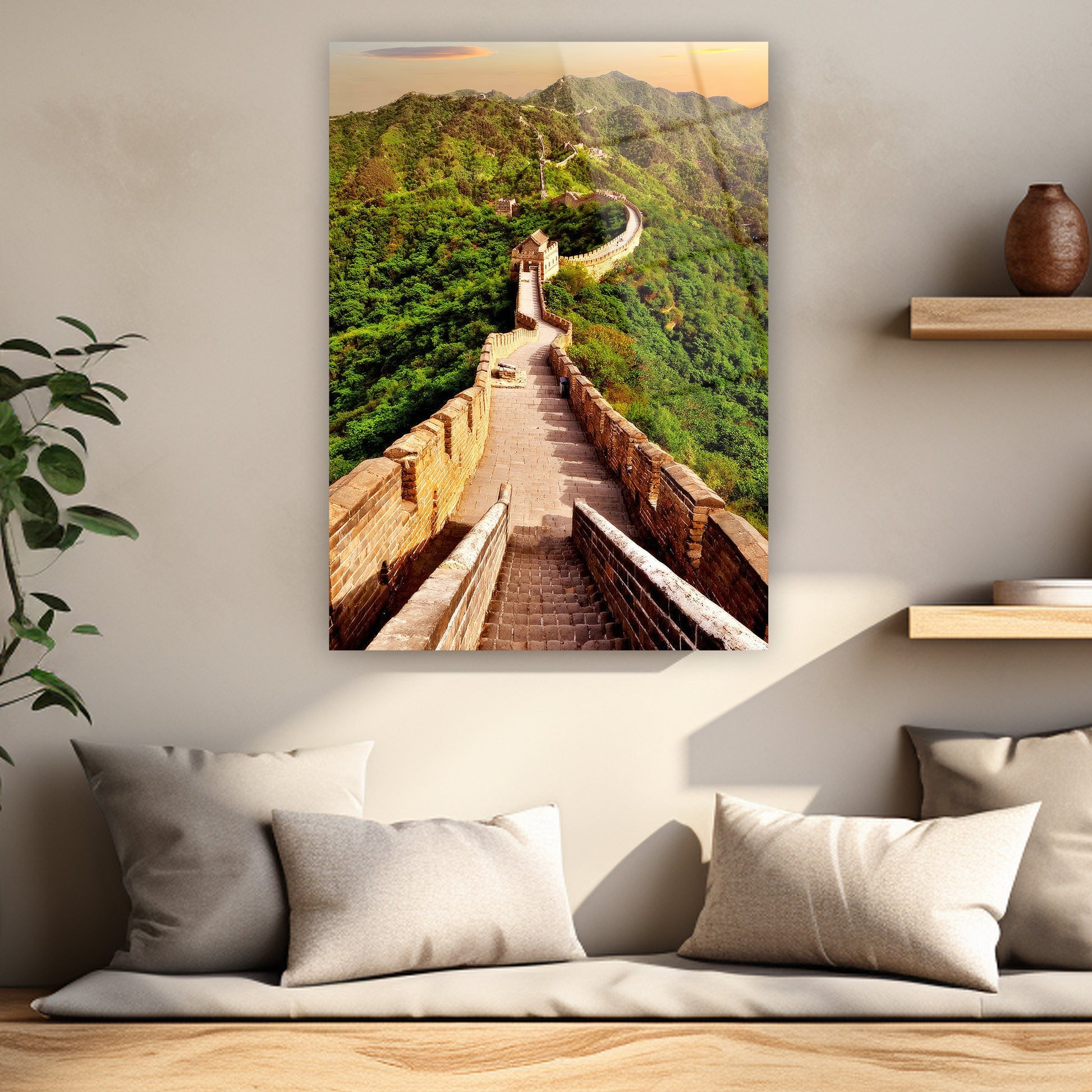 oturma odası için ferahlatıcı yeşil doğa lüks tablo