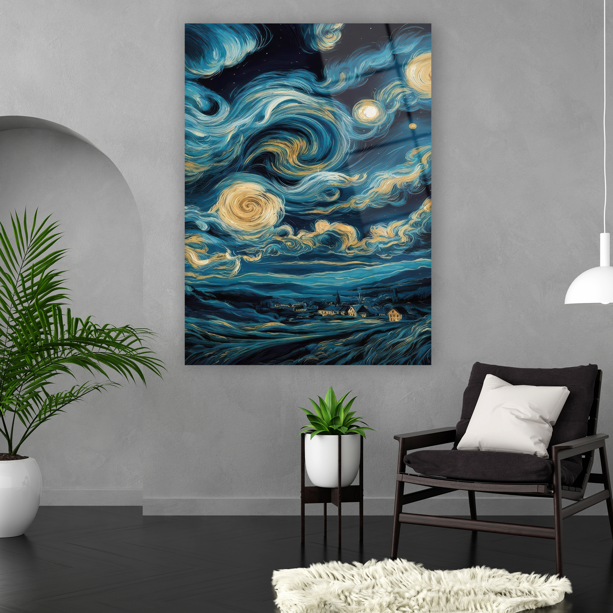 post-impressionist art style glass print