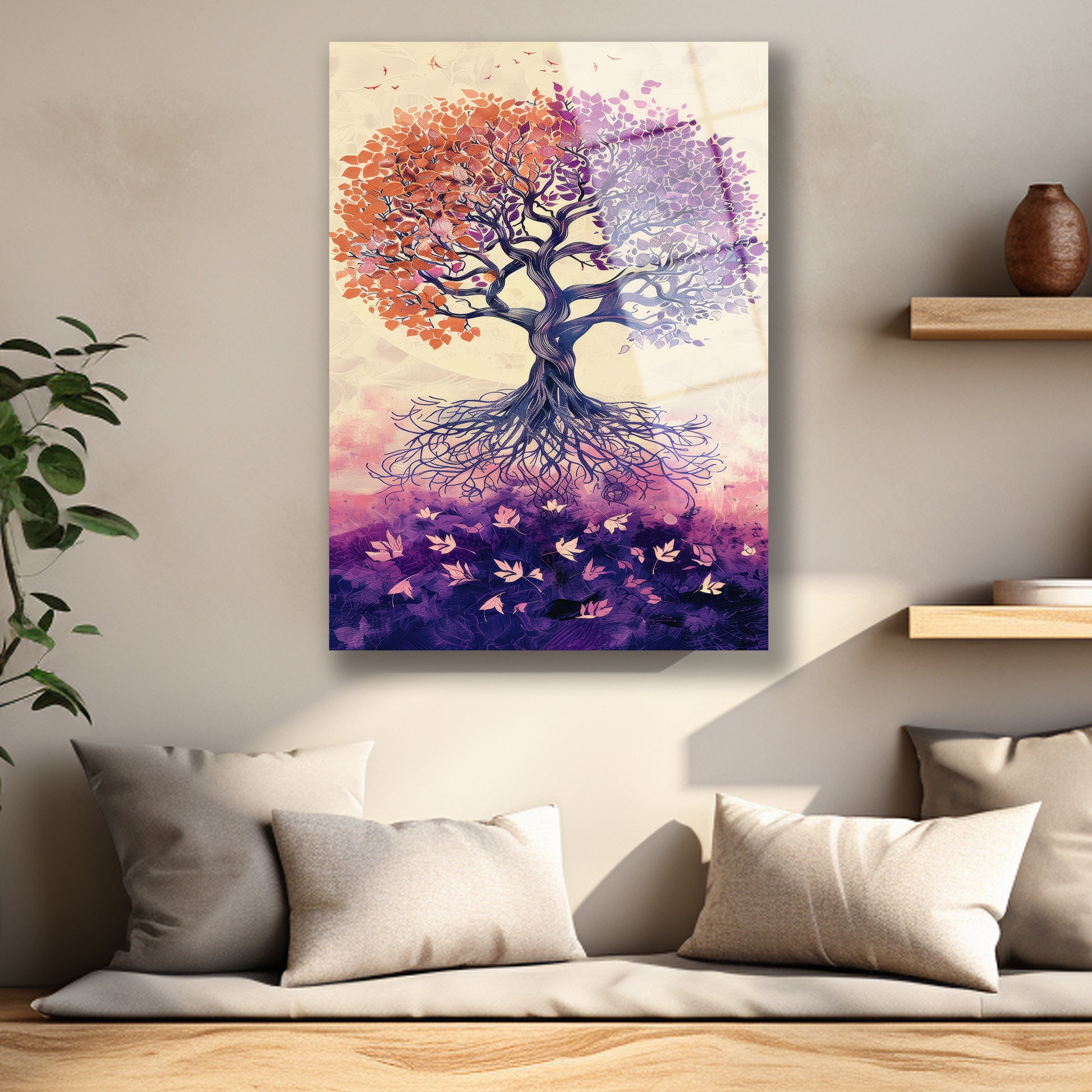 UV Baskı Hayat Ağacı Tasarımlı Cam Tablo Modelleri