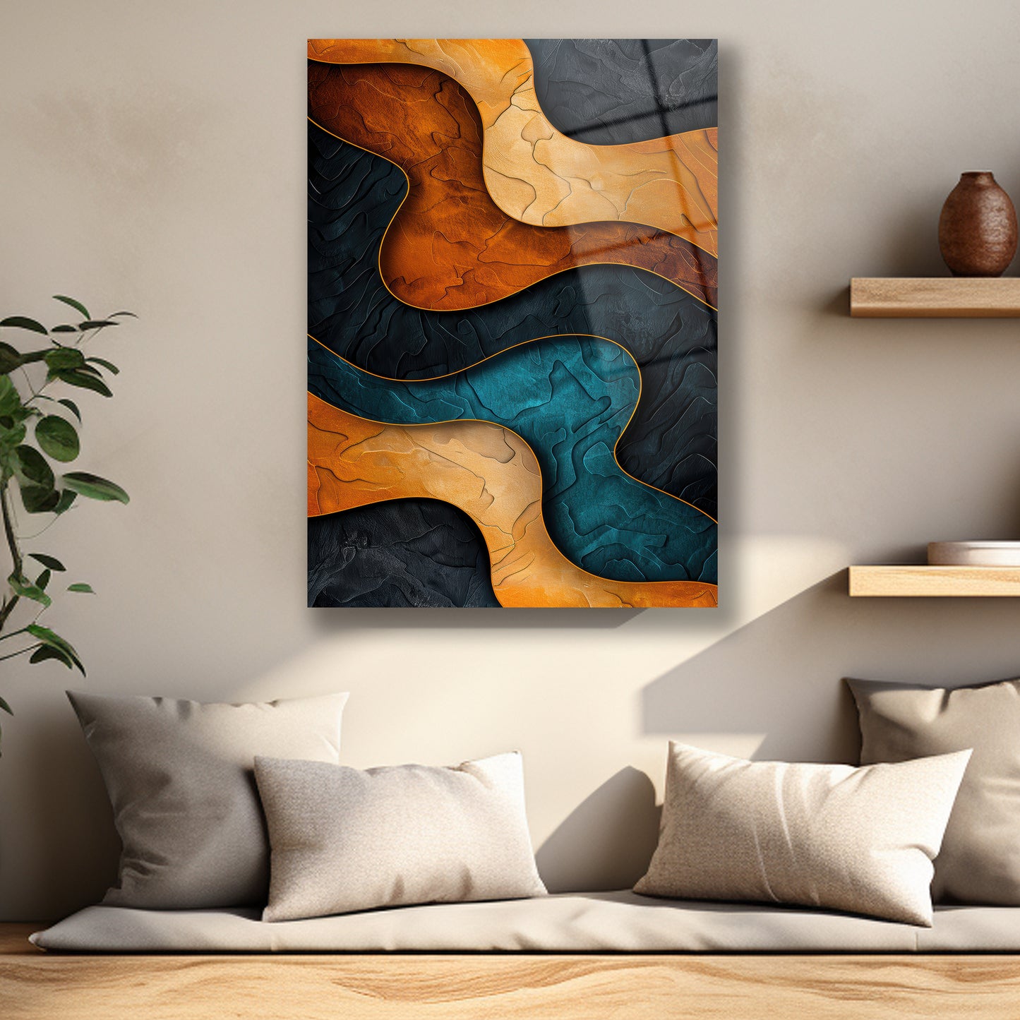 4mm Temperli Lüks Soyut Duvar Sanatı Tasarımı