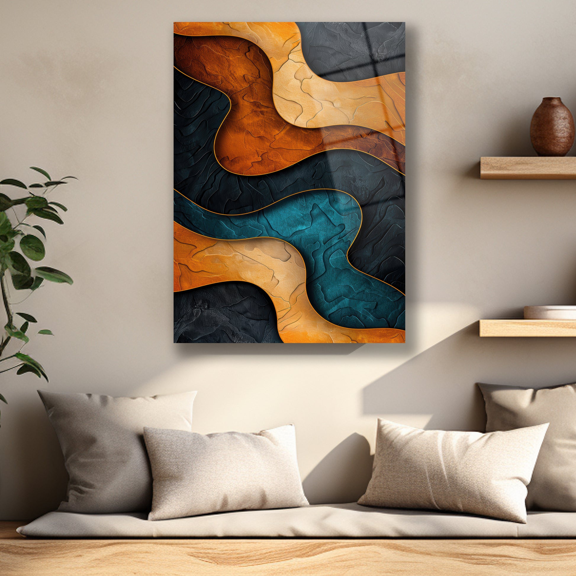 4mm Temperli Lüks Soyut Duvar Sanatı Tasarımı