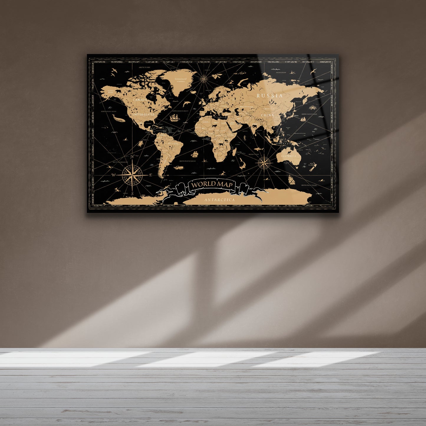 UV Baskı Modern Ofis Duvar Dekoru Harita Modelleri