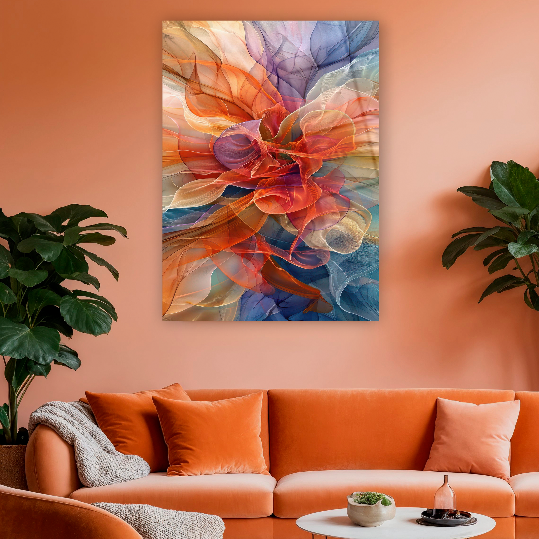 vibrant abstract silk flow glass art