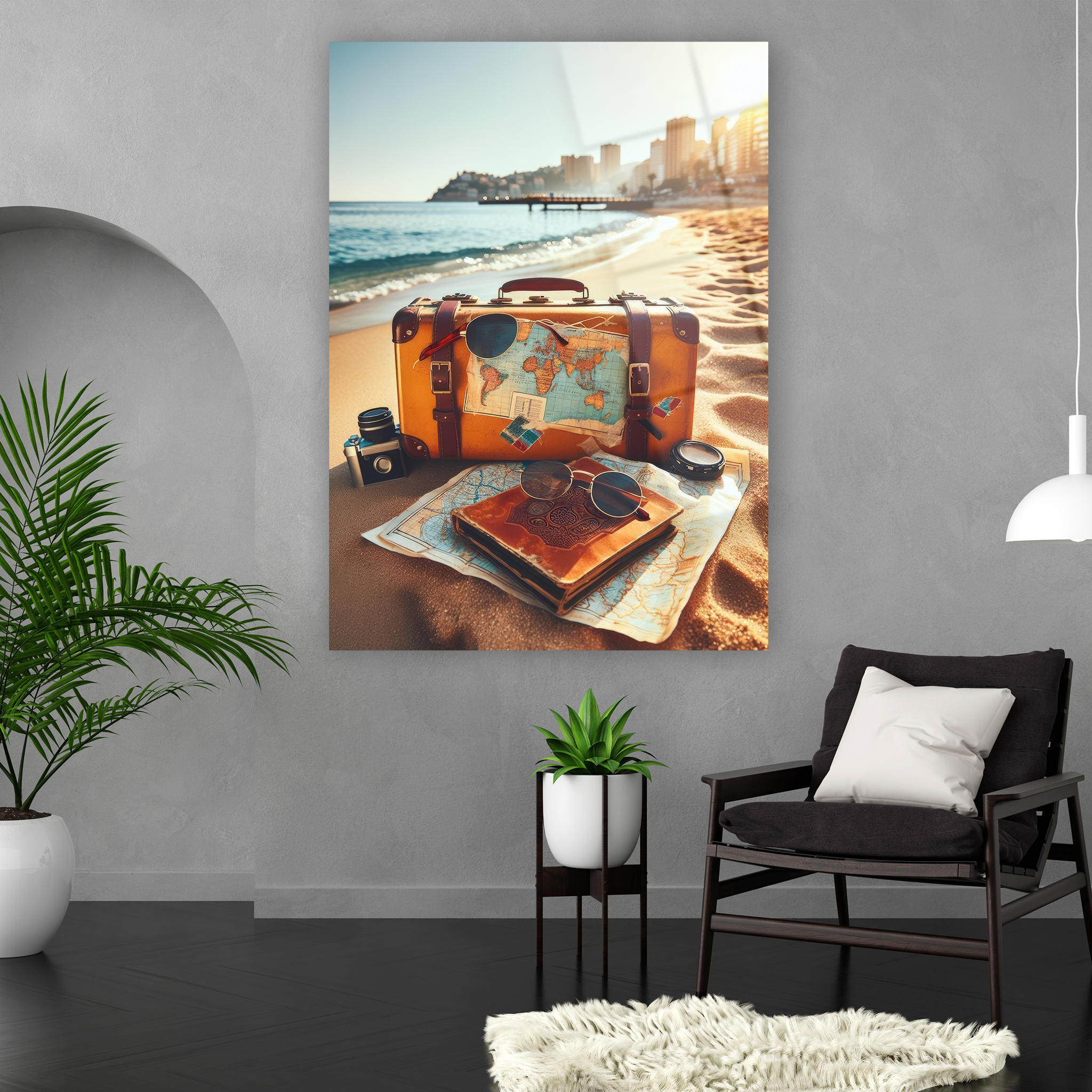 gezgin ruhlar için deniz manzaralı tatil posteri