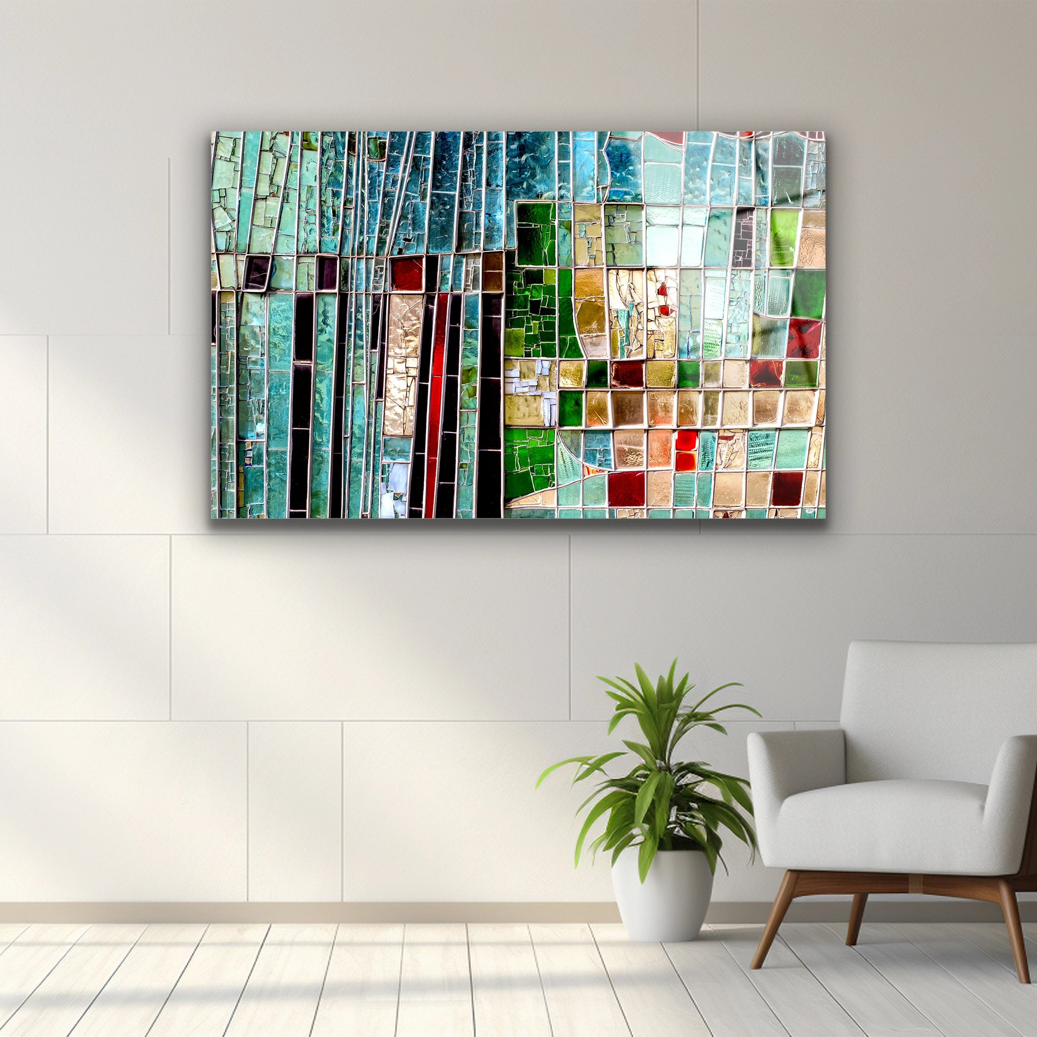 modern vitray görünümlü mozaik duvar tablosu