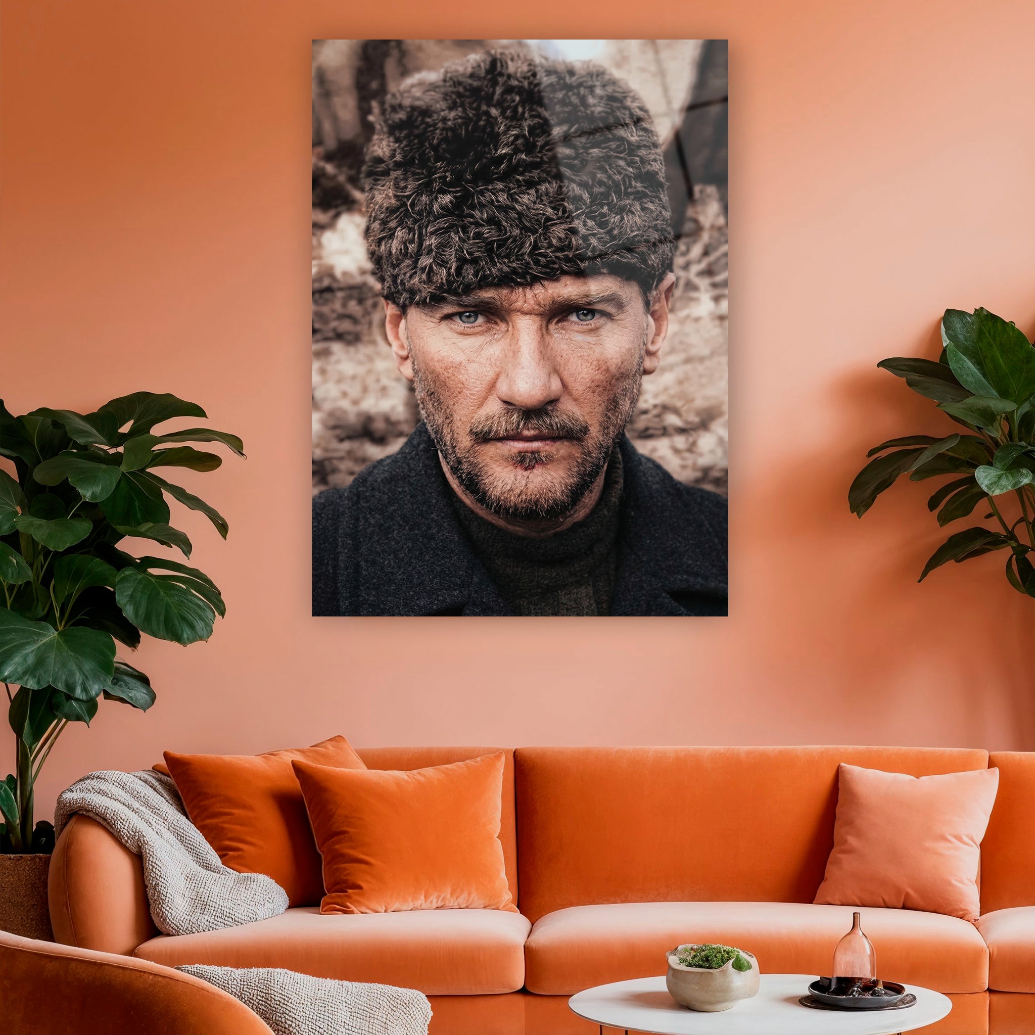yakın çekim kararlı bakış mustafa kemal duvar dekoru