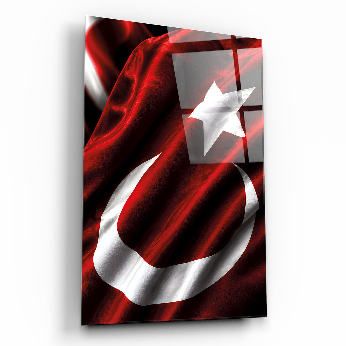 Yakın plan Türk Bayrağı dikey cam tablo